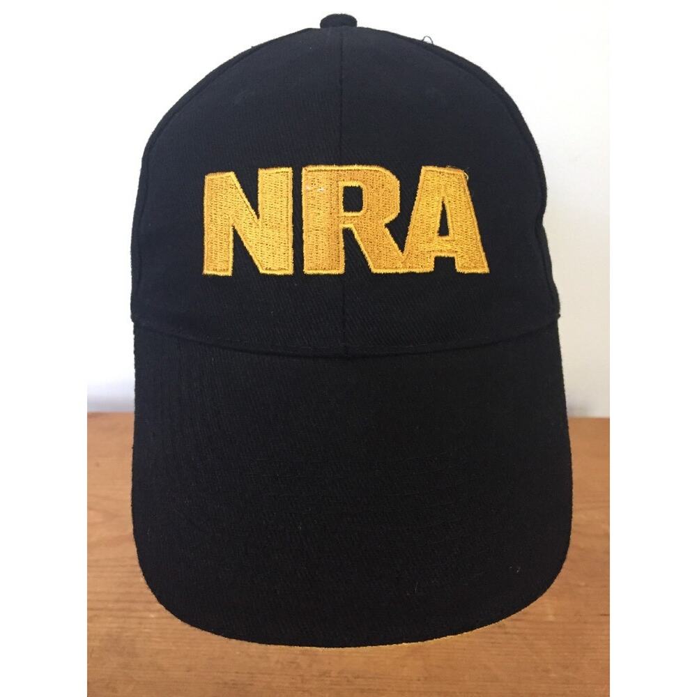Official NRA Embroidered Black Gold Cotton Adjustable Strap Back USA Hat Cap